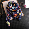 Women Luxury Brand Silk Satin Square Plaid Print Scarf for Neck Tie, Hair Band, Hijab Shawl