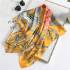 Women Luxury Brand Silk Satin Square Plaid Print Scarf for Neck Tie, Hair Band, Hijab Shawl