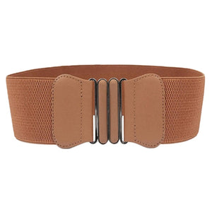 Women Wide Waist Stretch Elastic Belt Girdle Waistband with Buckle