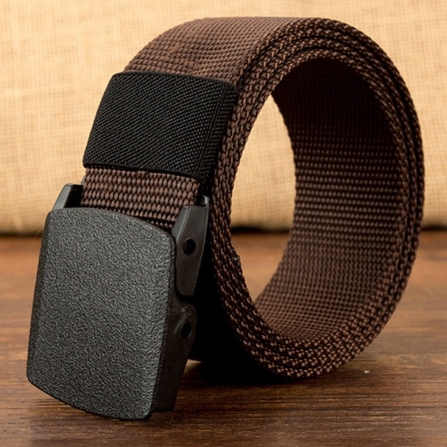 Ceinture tactique de voyage en plein air réglable militaire unisexe avec boucle en plastique pour pantalon