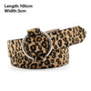 Women Animal Print Thin PU Leather Waist Belt Gold Ring Buckle Belts