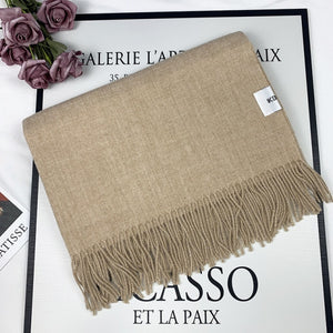 Femmes Chaud Épais Cachemire Solide Couleur Écharpe Multi-fonction Pashmina Châles Wraps Bandana avec Gland