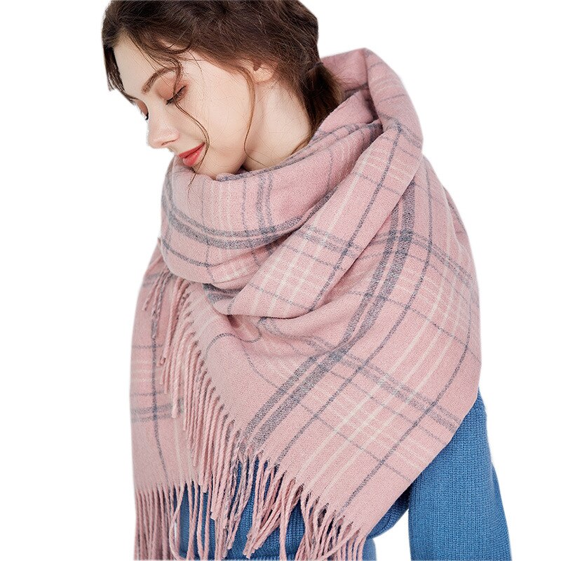 Women Woven Thick Warmer Scarf long double-sided Wool Fragrance Shawl with tassels