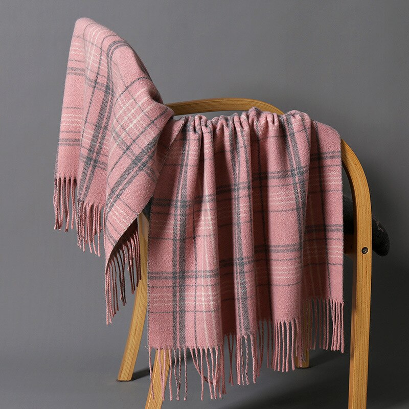 Women Woven Thick Warmer Scarf long double-sided Wool Fragrance Shawl with tassels