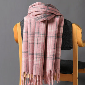 Women Woven Thick Warmer Scarf long double-sided Wool Fragrance Shawl with tassels