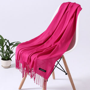 Women Scarf Warm Cashmere Hijabs Multi-function Long with Tassels Shawls Pashmina Wraps