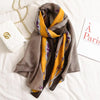 Women Silk Print Multicolor Scarf Luxury Long Cotton Outdoor Four Season Shawl