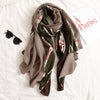 Women Silk Print Multicolor Scarf Luxury Long Cotton Outdoor Four Season Shawl