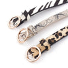 Women Animal Print Thin PU Leather Waist Belt Gold Ring Buckle Belts