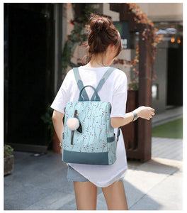 Women Casual Floral Print Waterproof Anti-theft Shoulder Book Bag Backpack