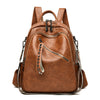Women Casual Leather Large Capacity Shoulder Bag Travel Book Bag Backpack
