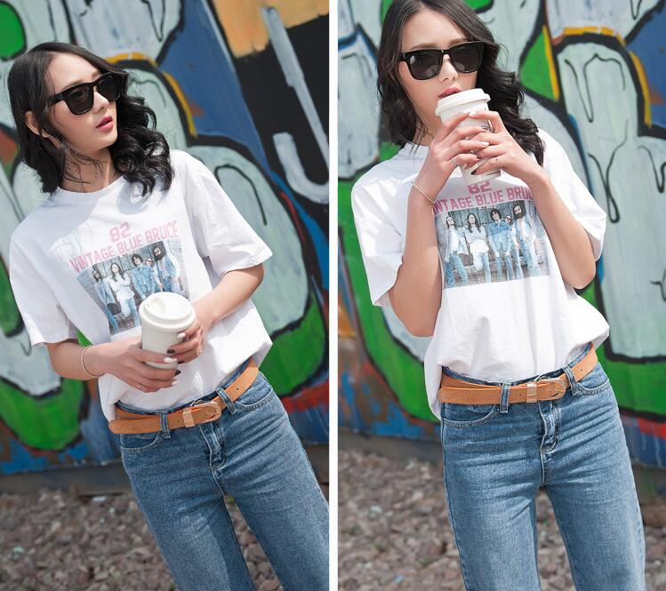 Women Soft Skin Texture Jeans Metal Pin Buckle Casual All-match Colorful