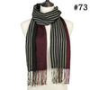 Unisex Warm Striped Print Cashmere Scarf Pashmina Multifunction Neck Warps with Tassel Shawls