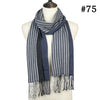 Unisex Warm Striped Print Cashmere Scarf Pashmina Multifunction Neck Warps with Tassel Shawls