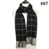 Unisex Warm Striped Print Cashmere Scarf Pashmina Multifunction Neck Warps with Tassel Shawls