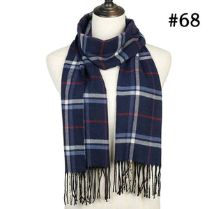 Unisex Warm Striped Print Cashmere Scarf Pashmina Multifunction Neck Warps with Tassel Shawls