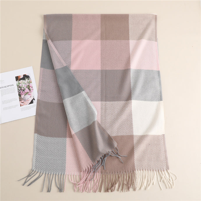 Women's Plaid Cashmere Scarfs with Tassels